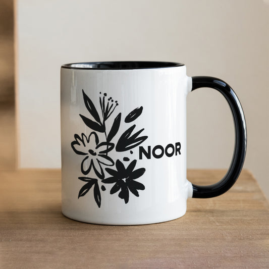 Mok Objecten Zwart Grafische bloemen foto