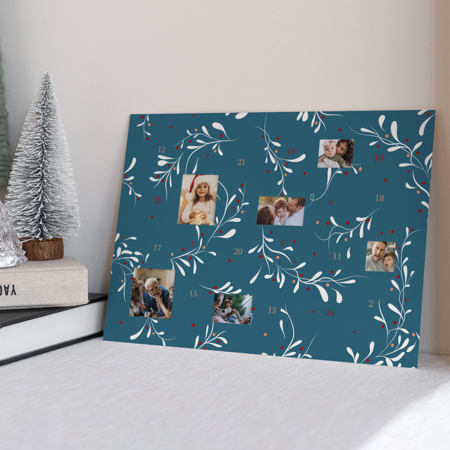 Adventskalender Eindejaar Landschap Hollies blauw foto