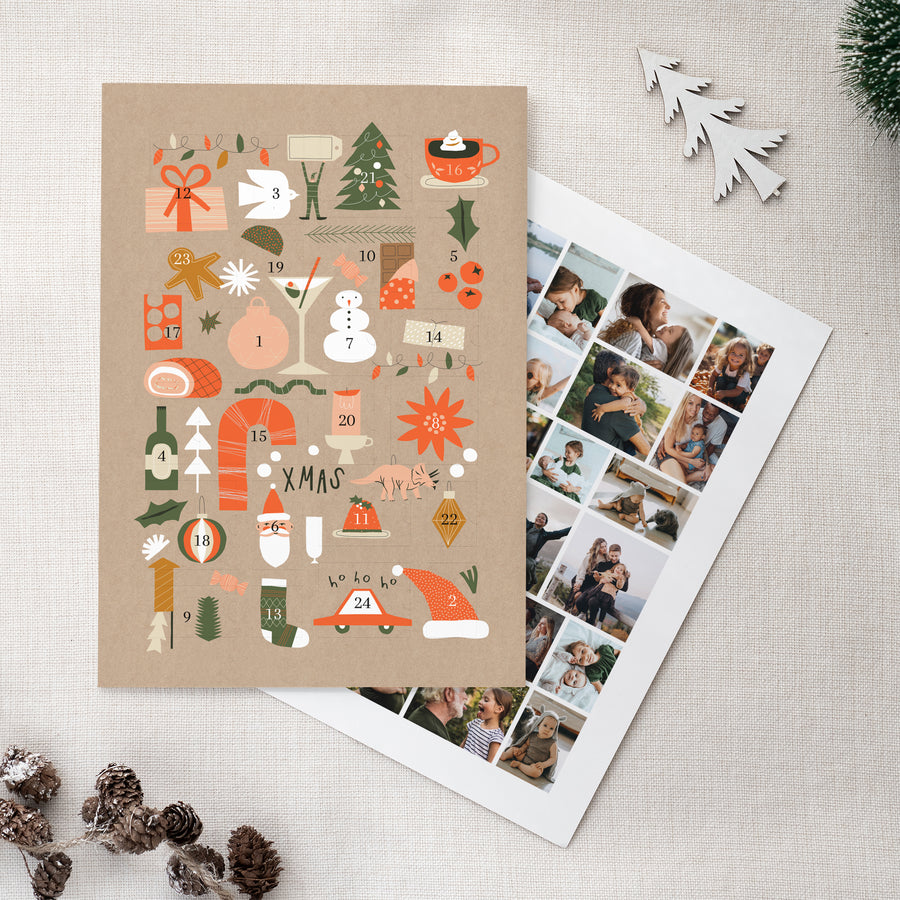 Adventskalender Eindejaar Portret Kerstsymbolen foto