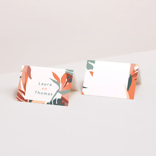 Naamkaartjes Huwelijk 2 luiken Tropische liefde foto