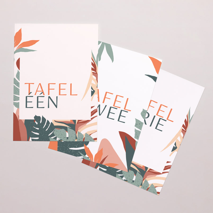 Tafelnummers Huwelijk Rechthoek Tropische liefde foto