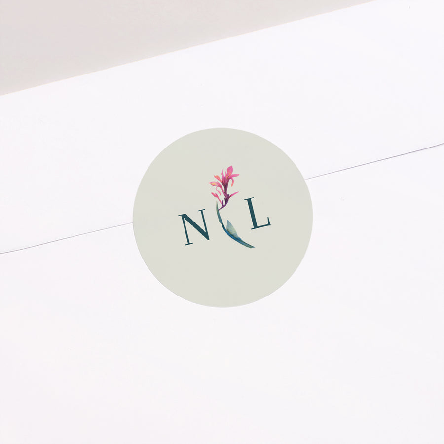 Sticker Huwelijk Cirkel Exotic flowers foto