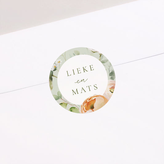 Sticker Huwelijk Cirkel Romantische bloemen foto
