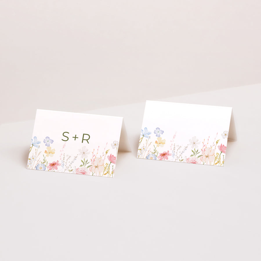 Naamkaartjes Huwelijk 2 luiken Krant van wilde bloemen foto
