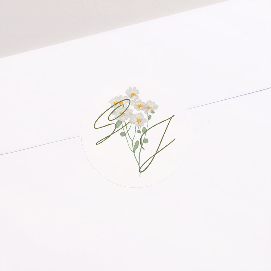 Sticker Huwelijk Cirkel Romantische bloemenkrans foto