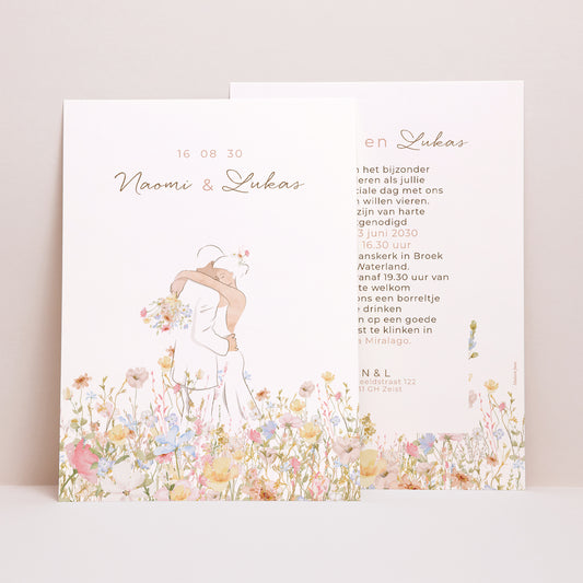 Uitnodigingskaart Huwelijk Portret Landelijk liefde foto