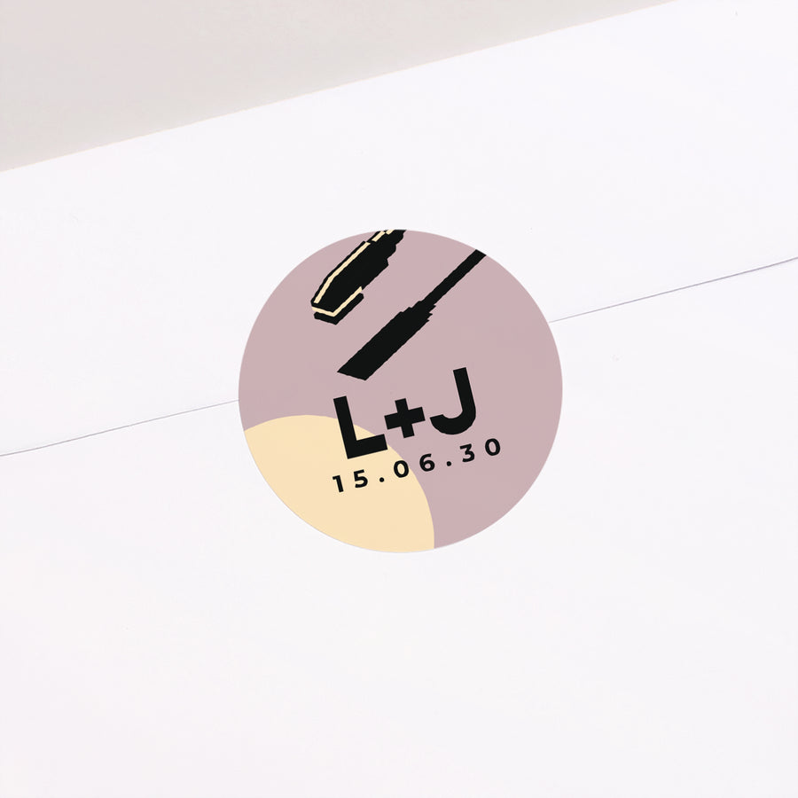 Sticker Huwelijk Cirkel retro vinyl foto
