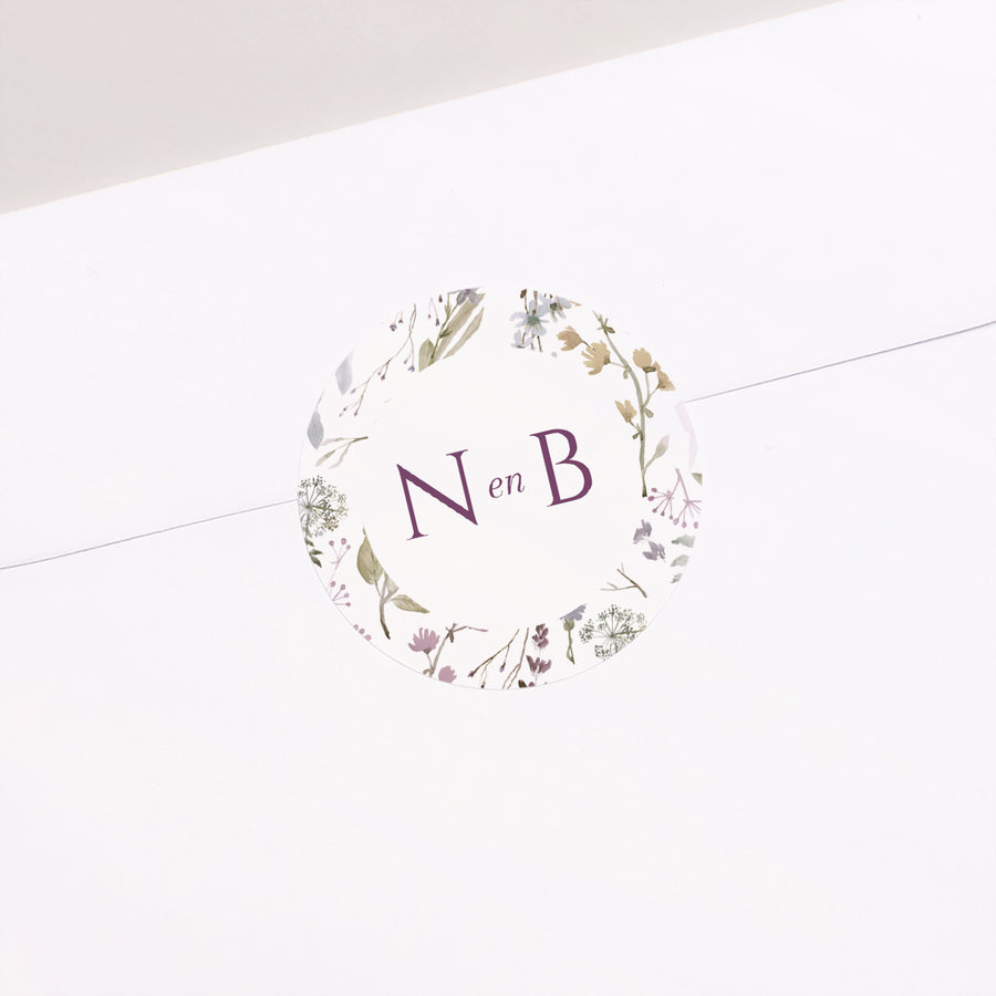 Sticker Huwelijk Cirkel Pastel bloemen foto