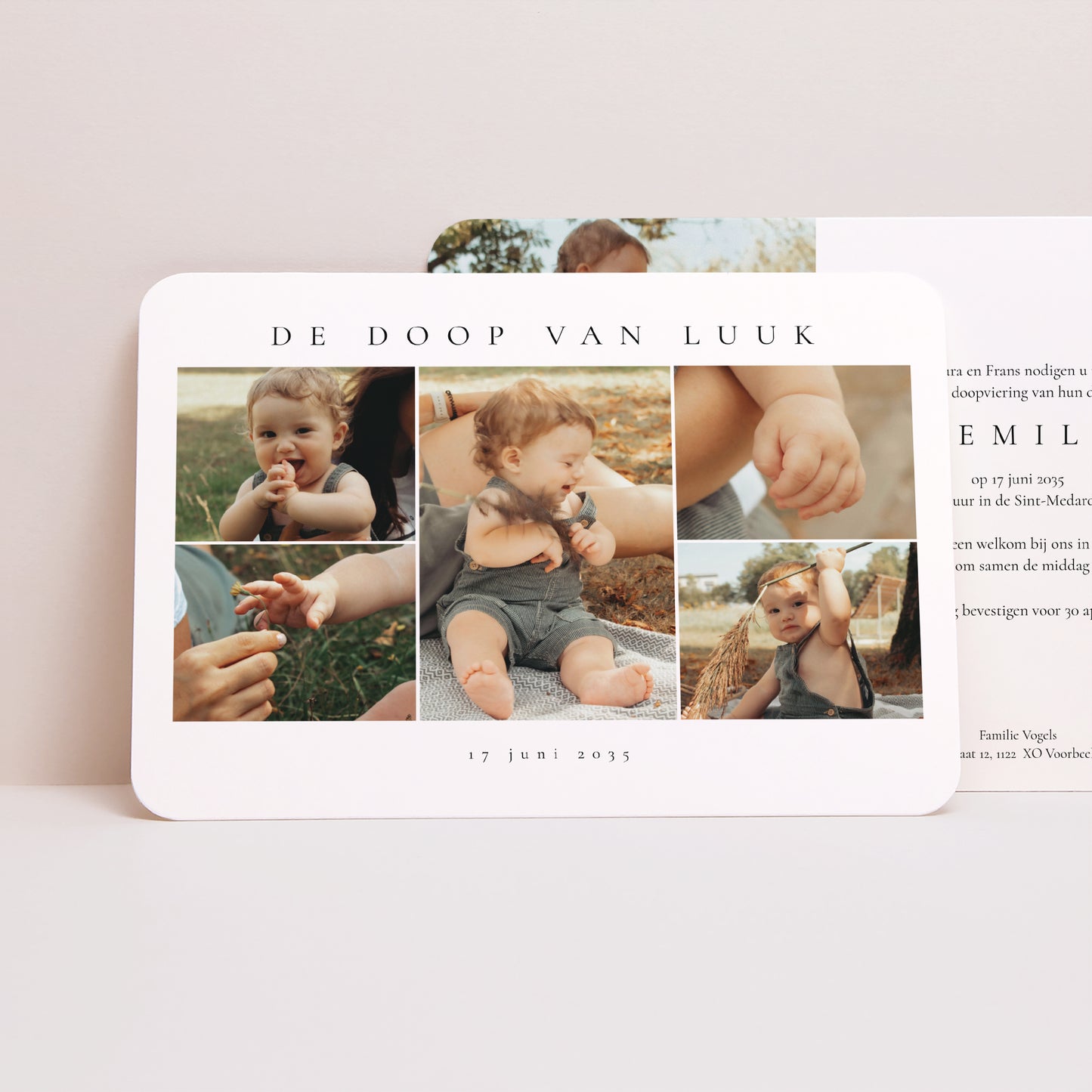 Doopuitnodiging Landschap, afgeronde randen Genade Licht foto N° 1