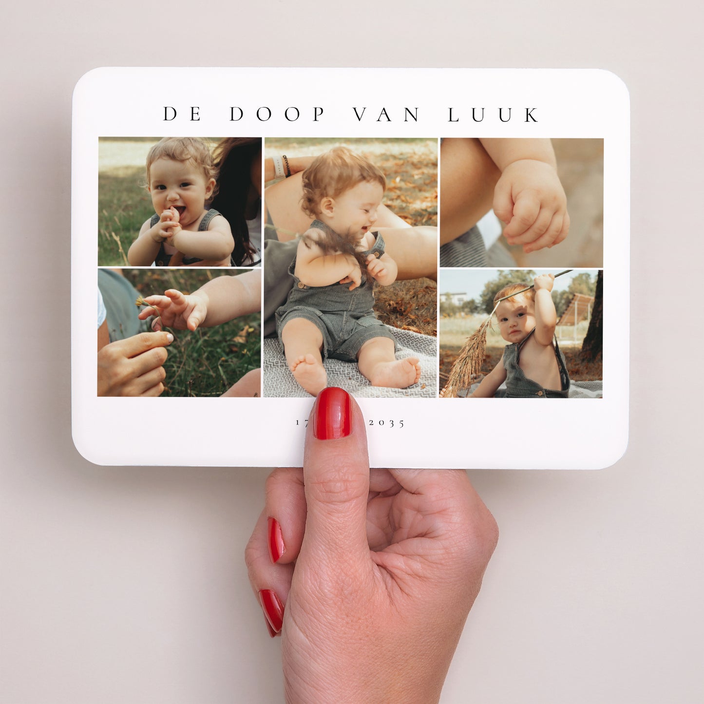 Doopuitnodiging Landschap, afgeronde randen Genade Licht foto N° 2