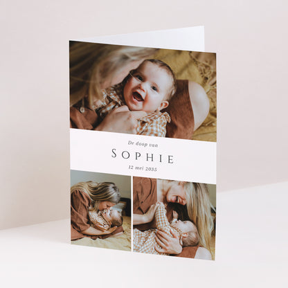 Doopuitnodiging Portret dubbele vouw Onder de blik van God foto N° 1