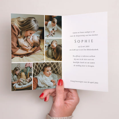 Doopuitnodiging Portret dubbele vouw Onder de blik van God foto N° 2