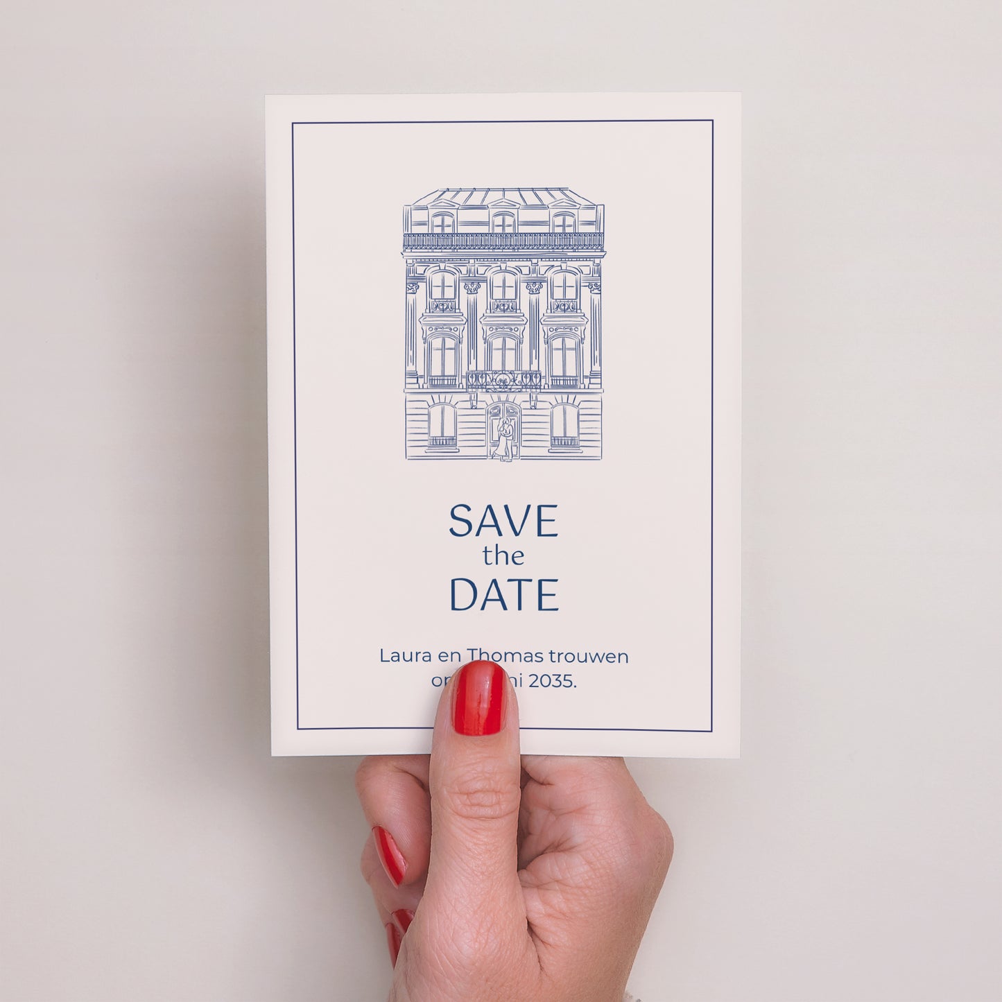 Save the date kaart Huwelijk Portret Faubourg Saint-Honoré foto N° 2