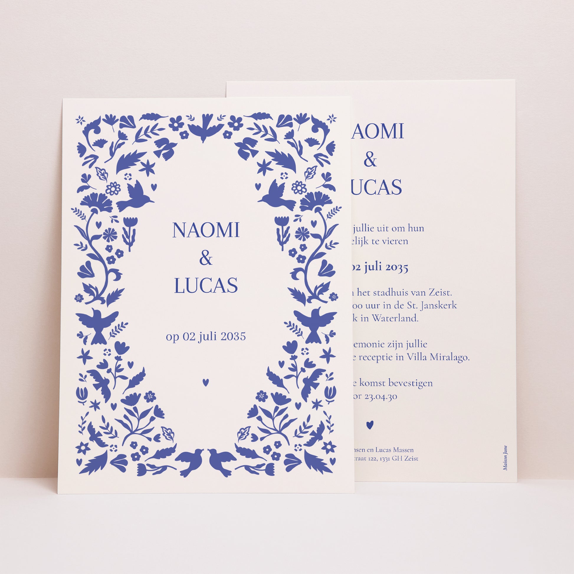 Trouwkaarten Portret Blauw van Hart foto N° 1