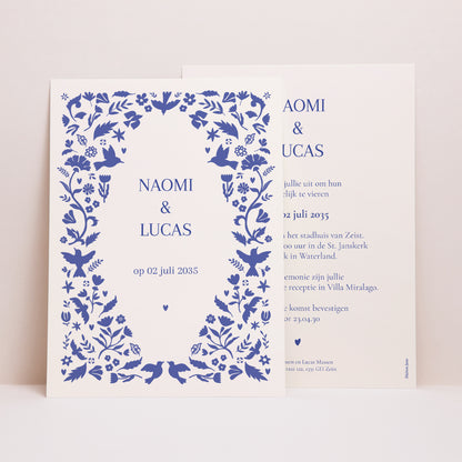 Trouwkaarten Portret Blauw van Hart foto N° 1