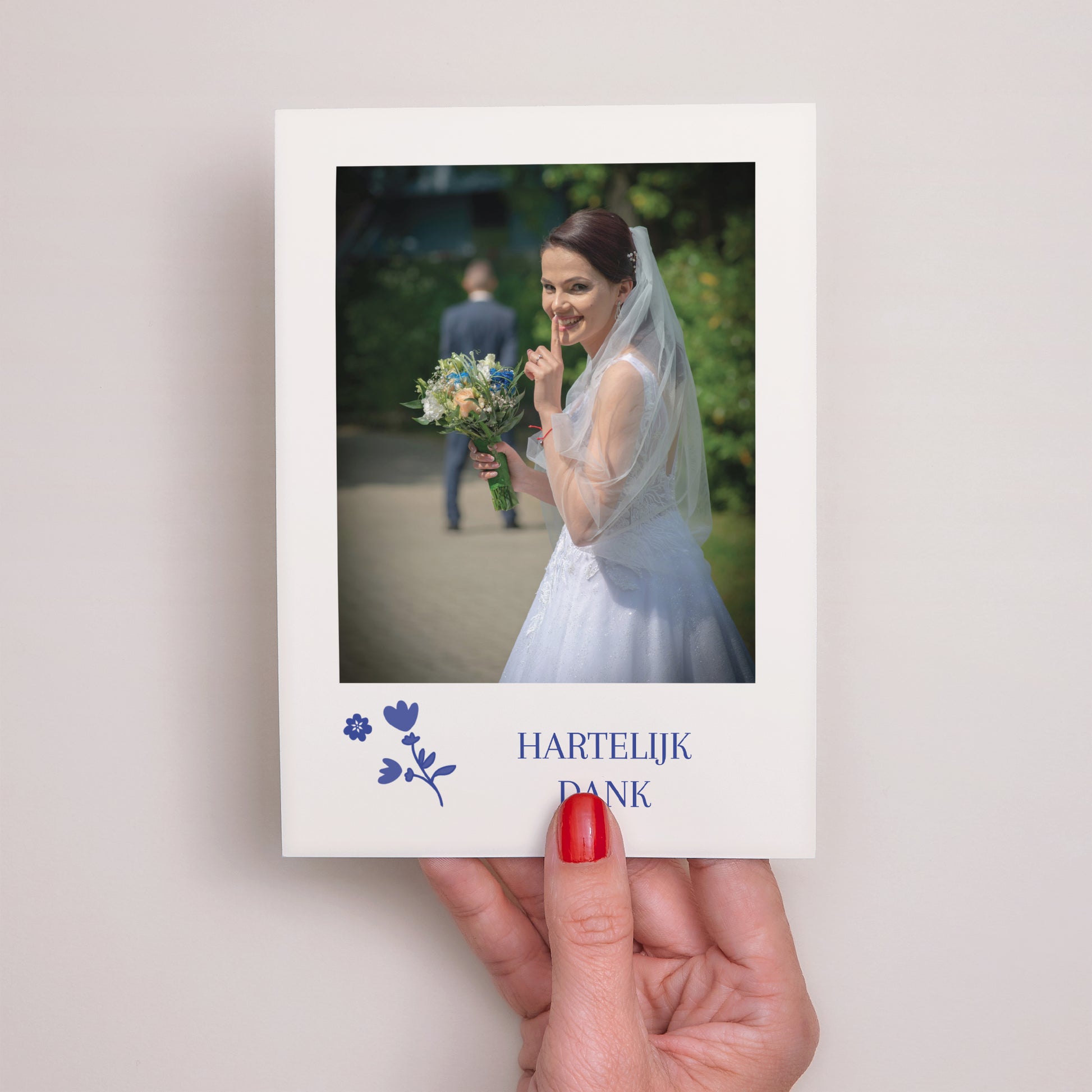 Bedankkaart Huwelijk Blauw van Hart foto N° 2