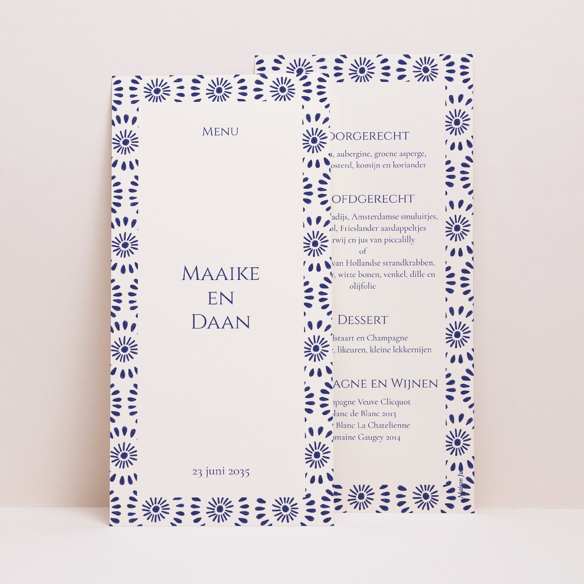 Menukaart Huwelijk Panoramisch portret Belofte van Azuur foto N° 1