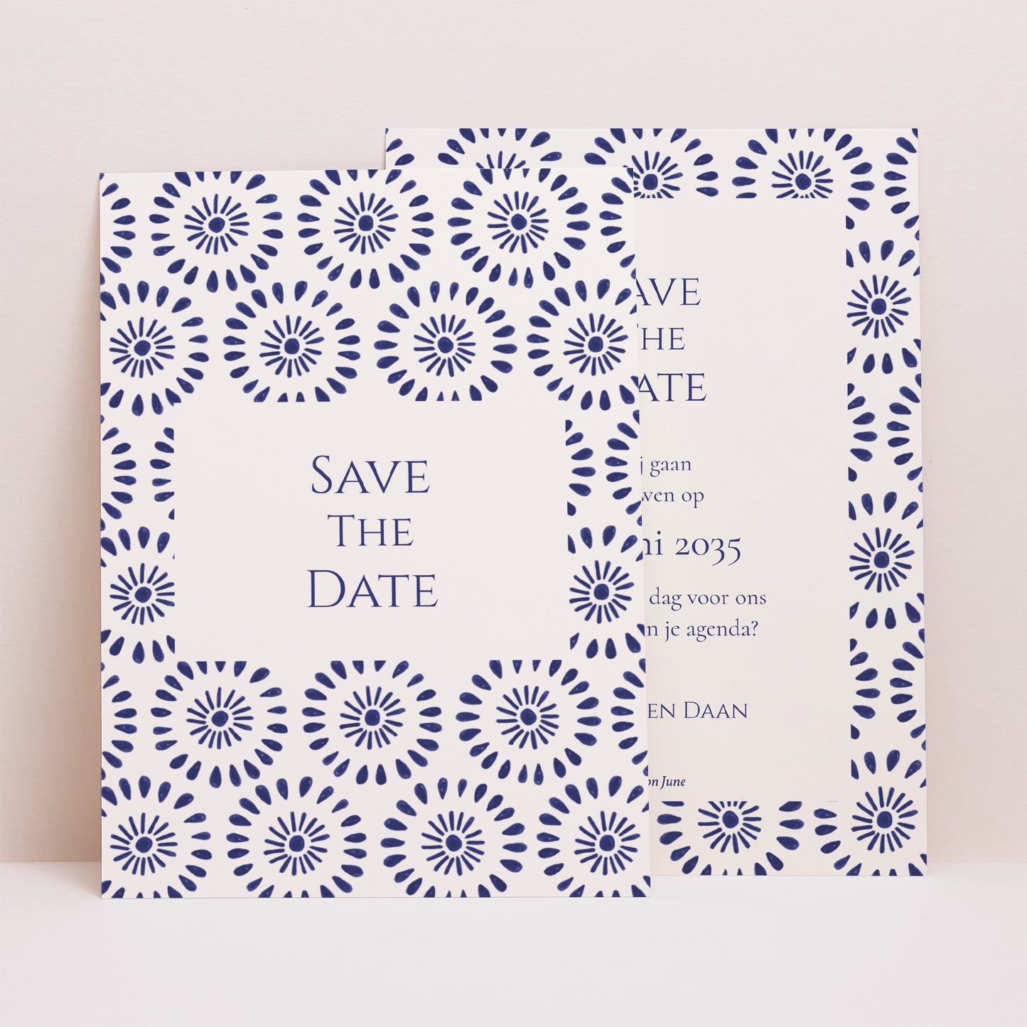 Save the date kaart Huwelijk Portret Belofte van Azuur foto N° 1