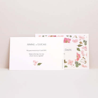 Save the date kaart Huwelijk Landschap Bloemenpoëzie foto N° 2