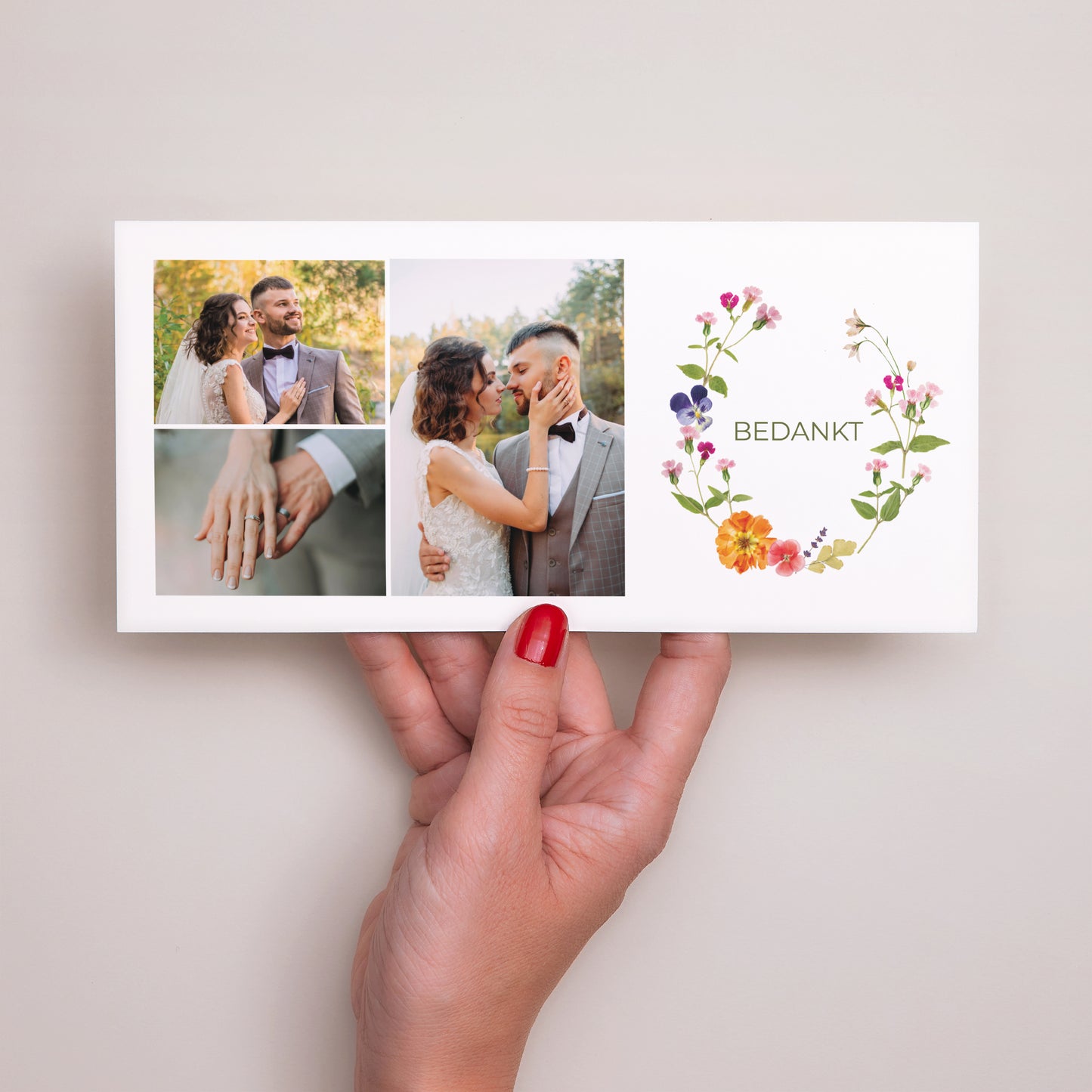 Bedankkaart Huwelijk Panoramisch landschap Zachte Oogst foto N° 2