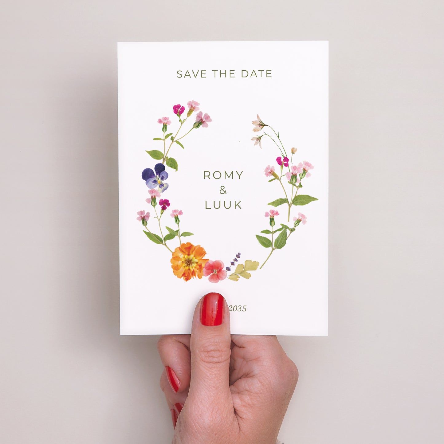 Save the date kaart Huwelijk Portret Zachte Oogst foto N° 2