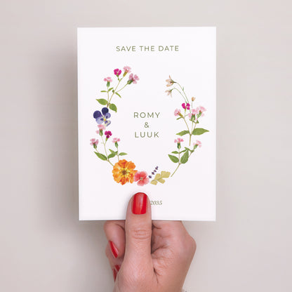Save the date kaart Huwelijk Portret Zachte Oogst foto N° 2