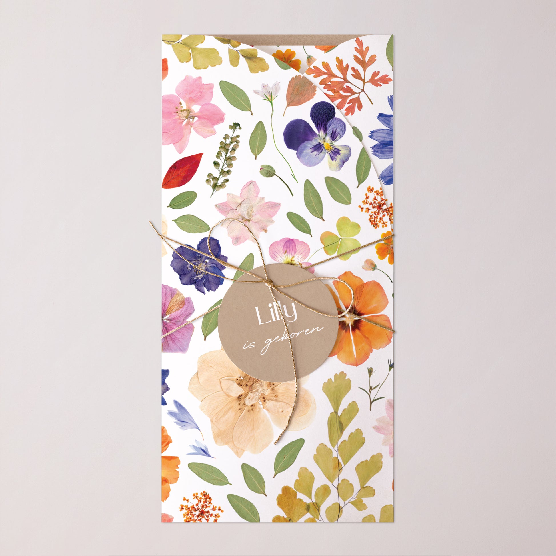 Geboortekaartjes Verpakking, 2 kaarten, round label Het Betoverde Herbarium foto N° 1