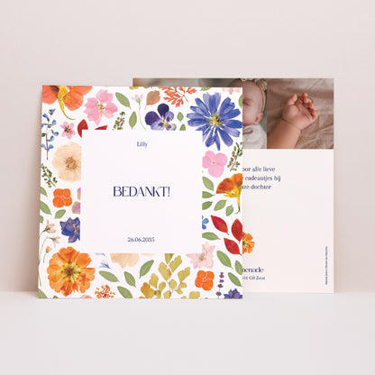 Bedankkaart Geboorte Vierkant Het Betoverde Herbarium foto N° 1