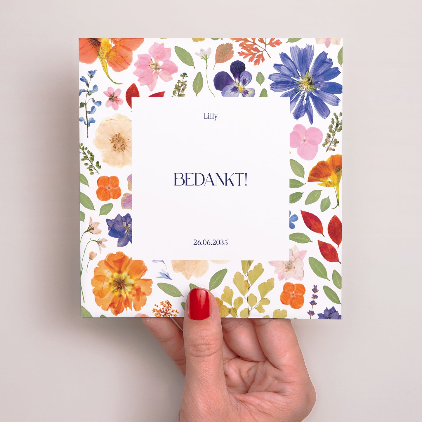 Bedankkaart Geboorte Vierkant Het Betoverde Herbarium foto N° 2