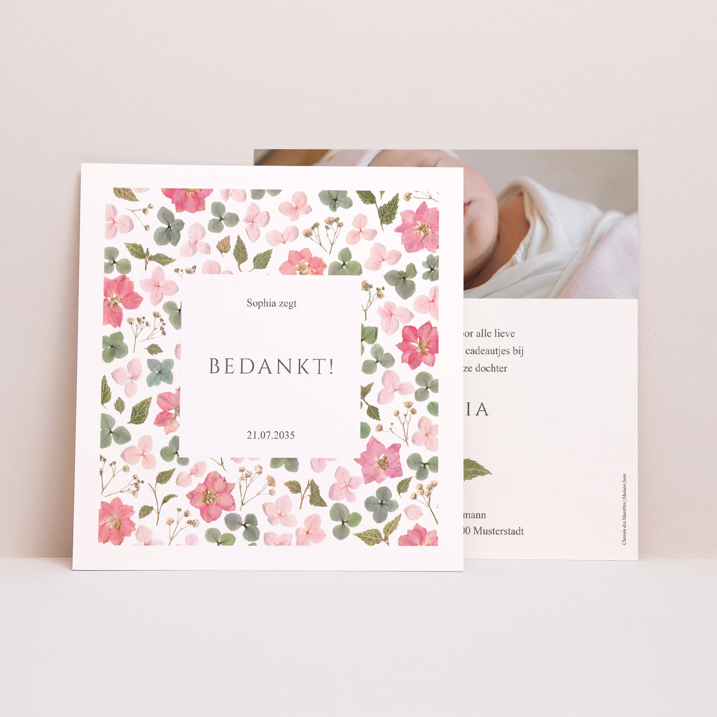 Bedankingen Geboorte Vierkant Geheim van Lente foto N° 1