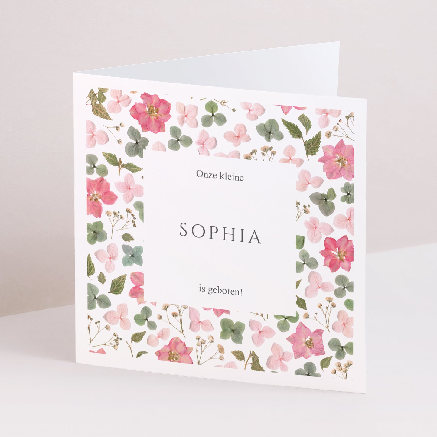 Geboorteaankondiging Dubbel vierkant Secret van de Lente foto N° 1