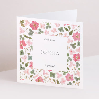 Geboorteaankondiging Dubbel vierkant Secret van de Lente foto N° 1