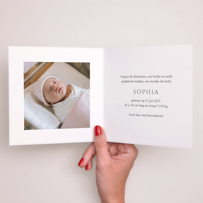 Geboorteaankondiging Dubbel vierkant Secret van de Lente foto N° 2