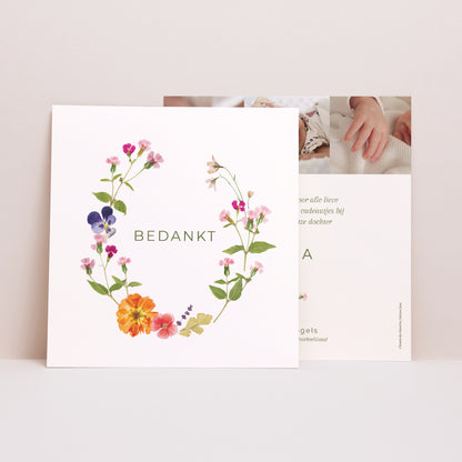 Bedankkaart Geboorte Vierkant Droomlandschap foto N° 1