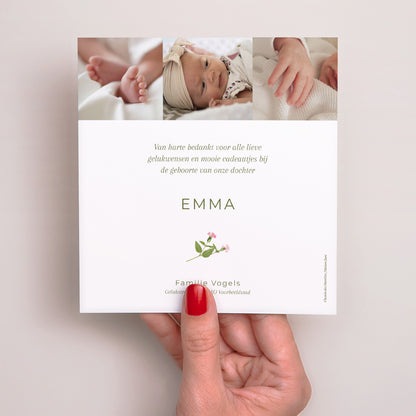 Bedankkaart Geboorte Vierkant Droomlandschap foto N° 3