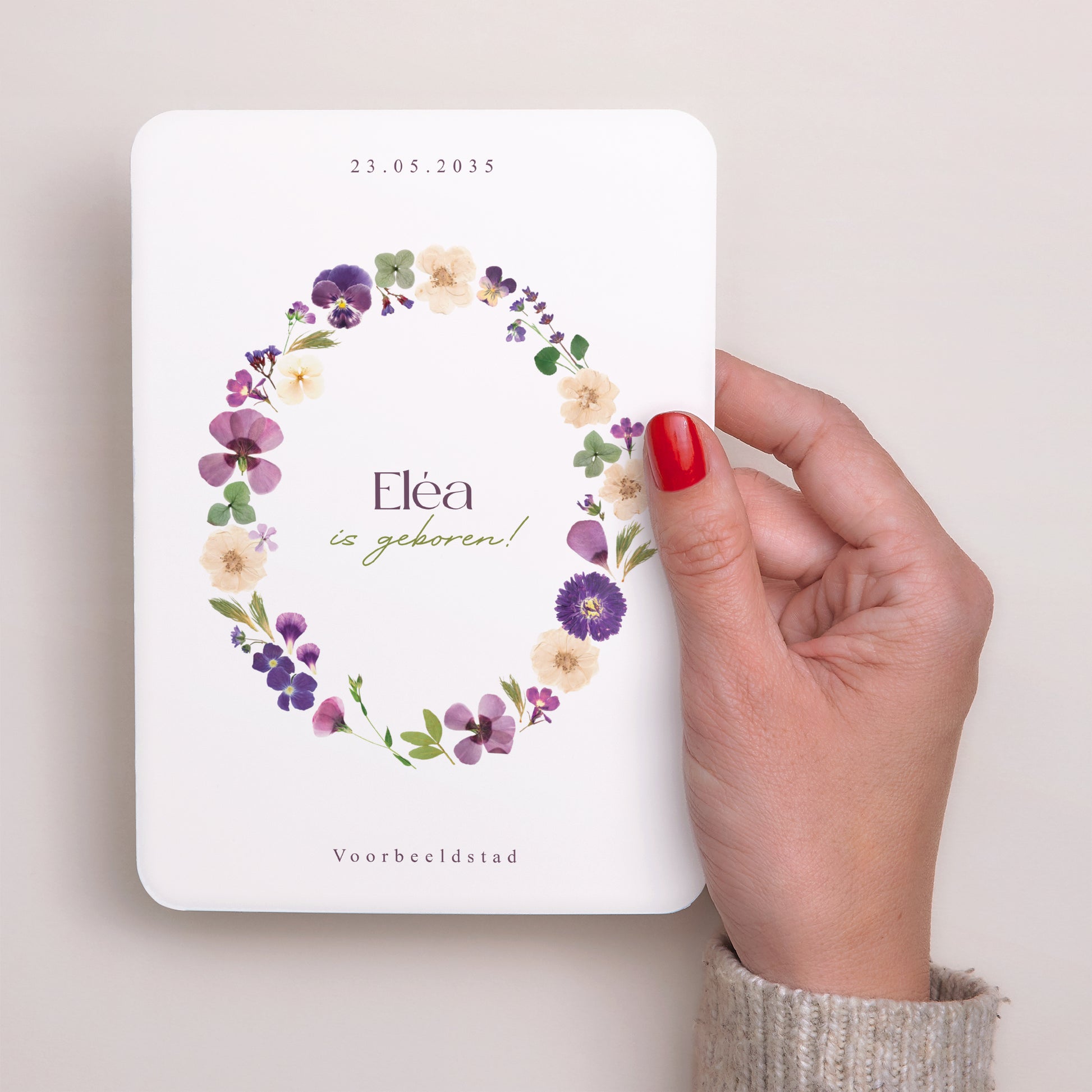 Geboortekaartjes Portret, afgeronde randen Wandeling in de tuin foto N° 2